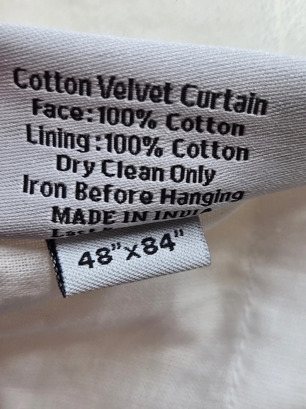 QUINCE Set Of 2 48x84 Cotton Velvet Curtains Ivory 9747